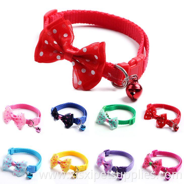colorful bow adjustable pet collar for cat